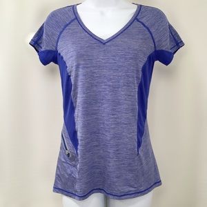 Athleta Heather Blue V-Neck Running Top, Size XS
